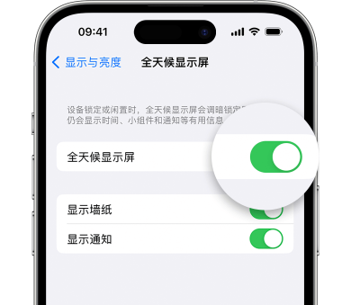 沙县苹果15预约维修分享iPhone15如何设置全天候显示屏幕可见 